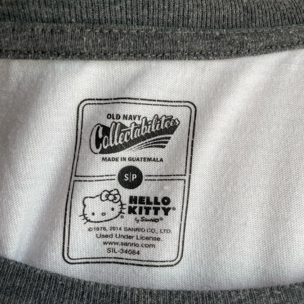 Hello Kitty Old Navy Long Sleeve Ringer Tee |White Gray | Size Small